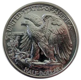 Walking Liberty half dollar, reverse